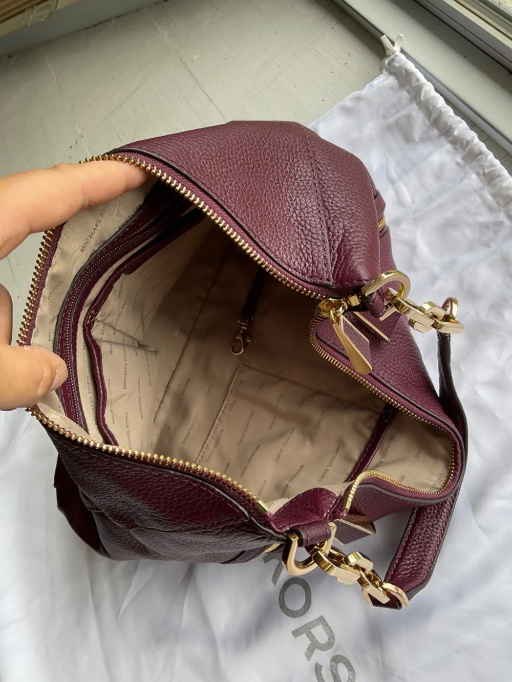 Michael Kors Matilda Plum Hobo Bag with Gold Accents